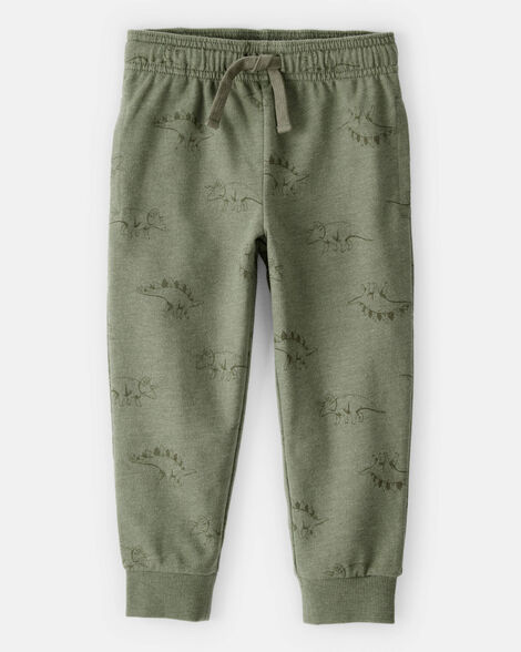 toddler boy dinosaur french terry jogger - green