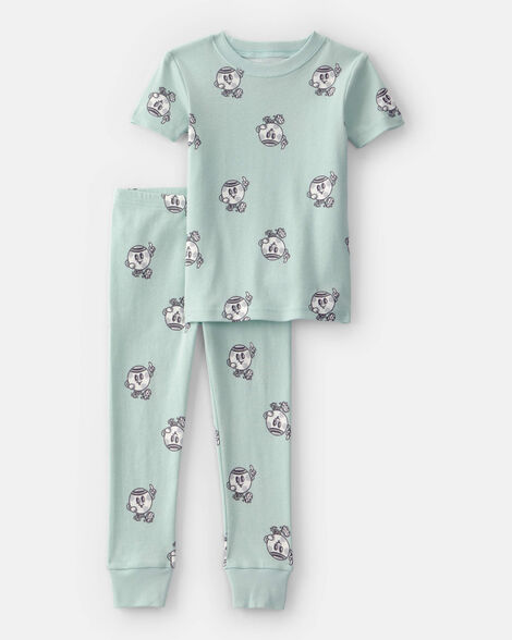 toddler boy soccer 100% cotton short-sleeve snug fit 2-piece pajama set - green