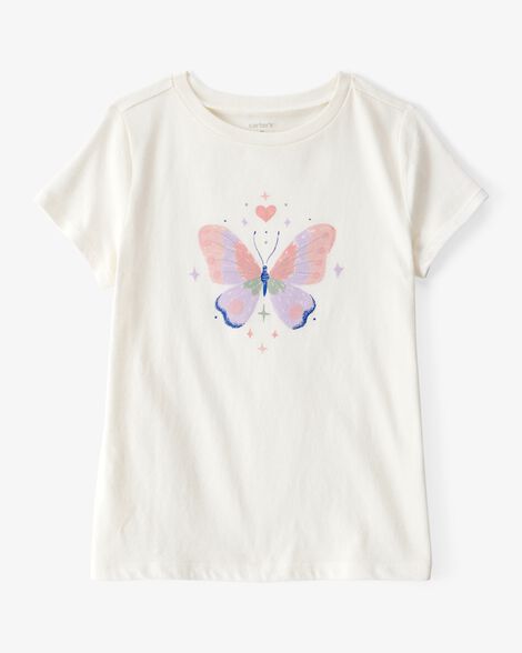  Product image 1 of Kid Butterfly Short-Sleeve Graphic Tee - White
