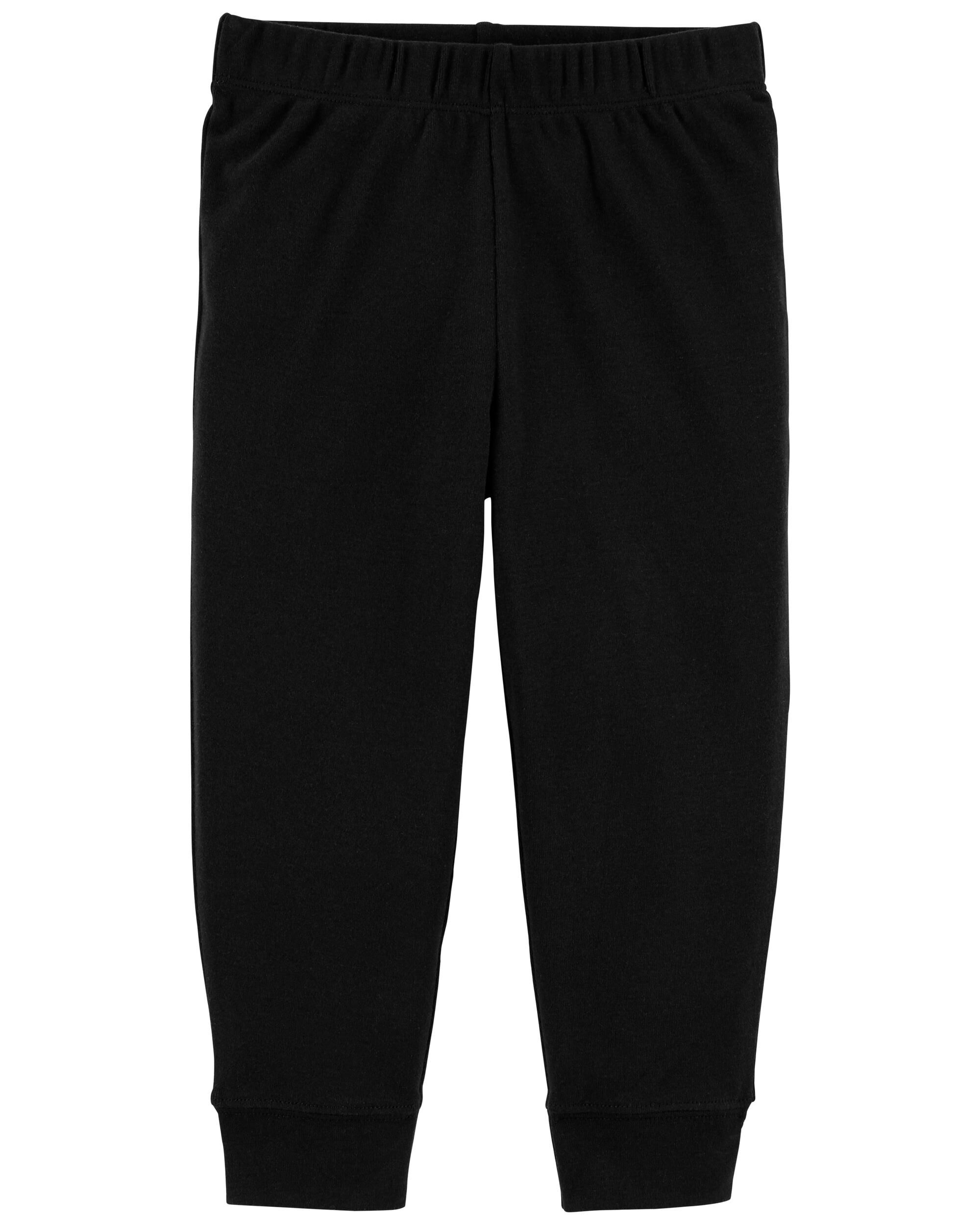 Toddler Black Pull-On Cotton Pants 