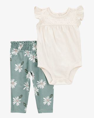 Product image 1 of Baby 2-Piece Floral Short-Sleeve Bodysuit Pant Set