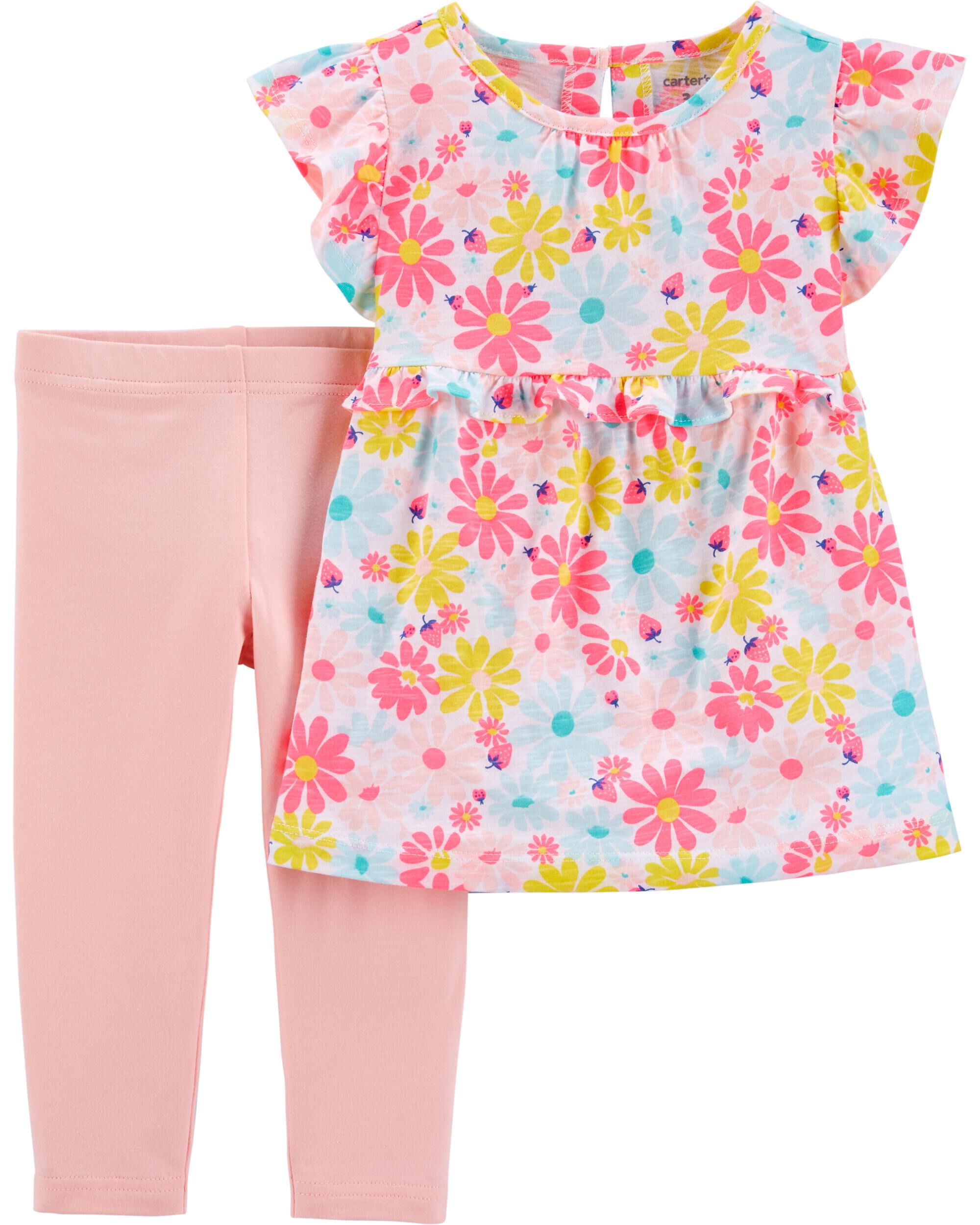 Carters Floral Ruffled 2-Piece Tankini Swimsuit Set