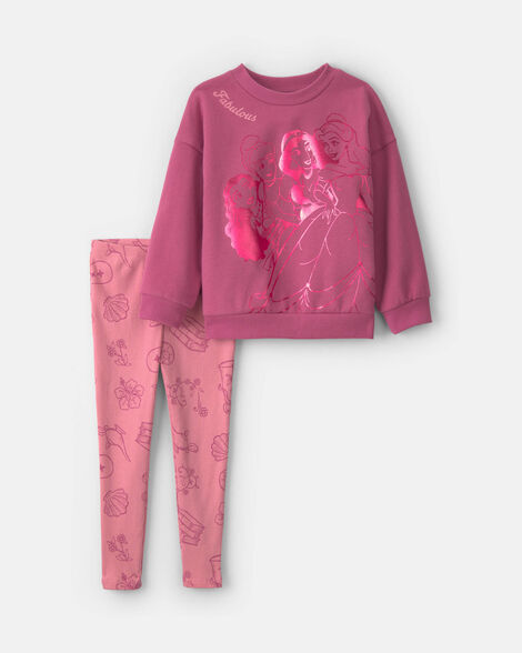 toddler girl 2-piece disney© princess fleece long-sleeve top & pant set - pink