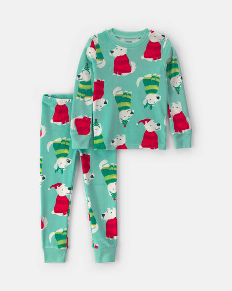 toddler 2-piece christmas dreamplush snug fit pajama set - green