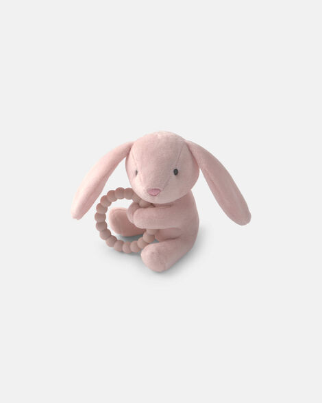 girls bunny plush teether - pink
