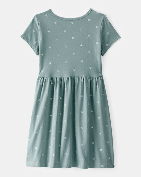 Product image 2 of Girls Heart Print Short-Sleeve Dress - Green