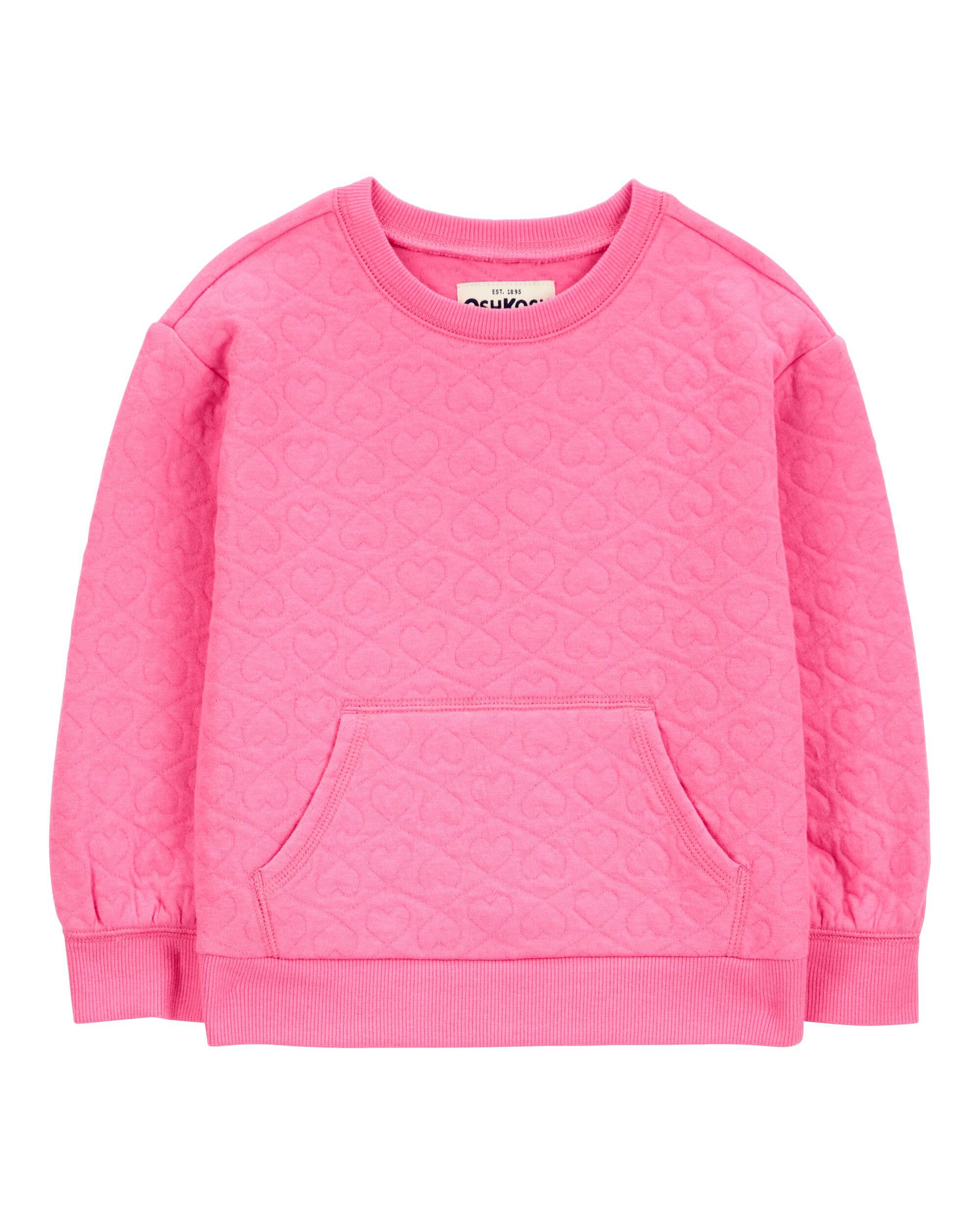 Toddler Quilted Heart Cotton Blend Pullover - Pink - OshKosh Toddler Quilted Heart Cotton Blend Pullover - Pink - OshKosh