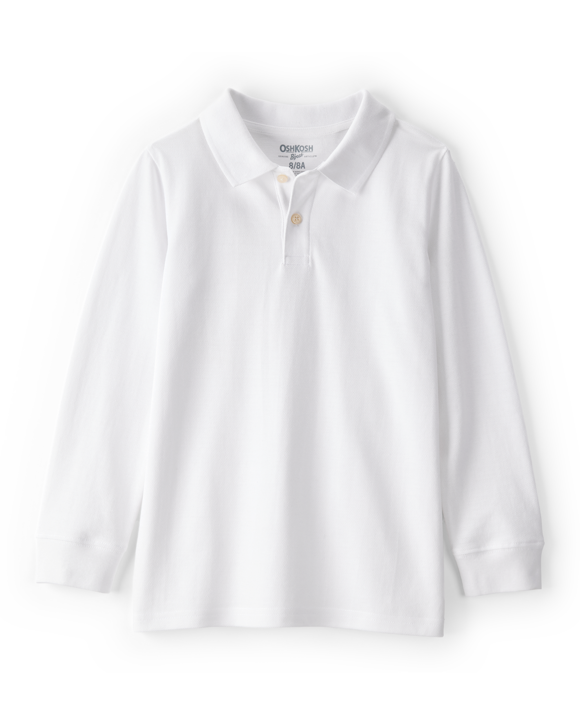 Kid White Long-Sleeve Piqué Polo Shirt