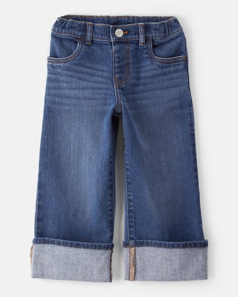 Toddler Girl Denim Wide-Leg Cuff Jeans - Blue