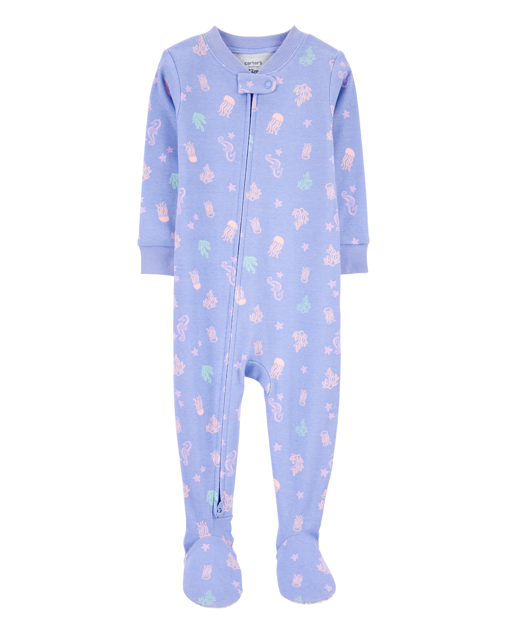 Toddler Girl 1-Piece Jellyfish 100% Snug Fit Cotton Footie Pajamas - Purple