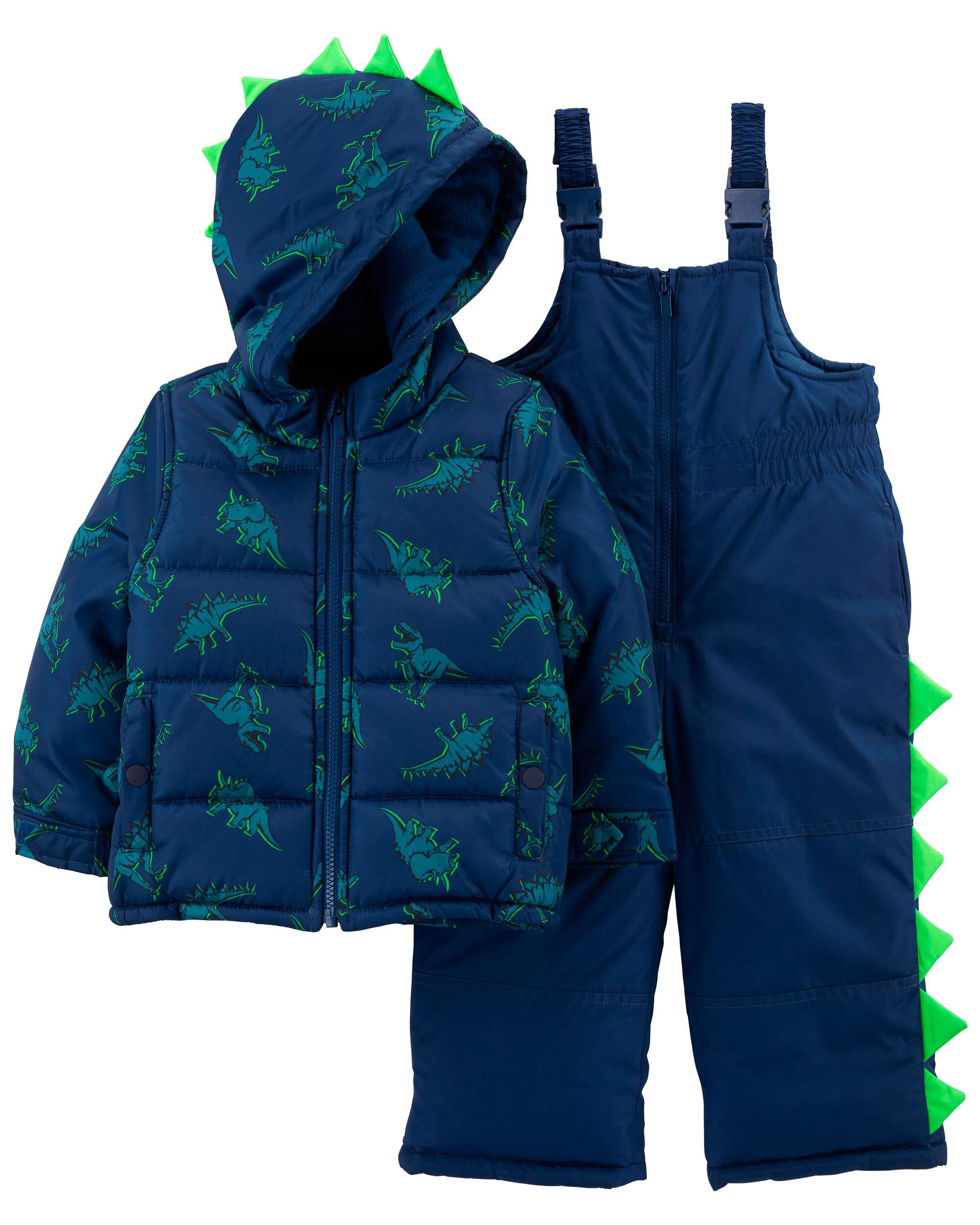 Toddler Blue 2-Piece Dinosaur Snowsuit