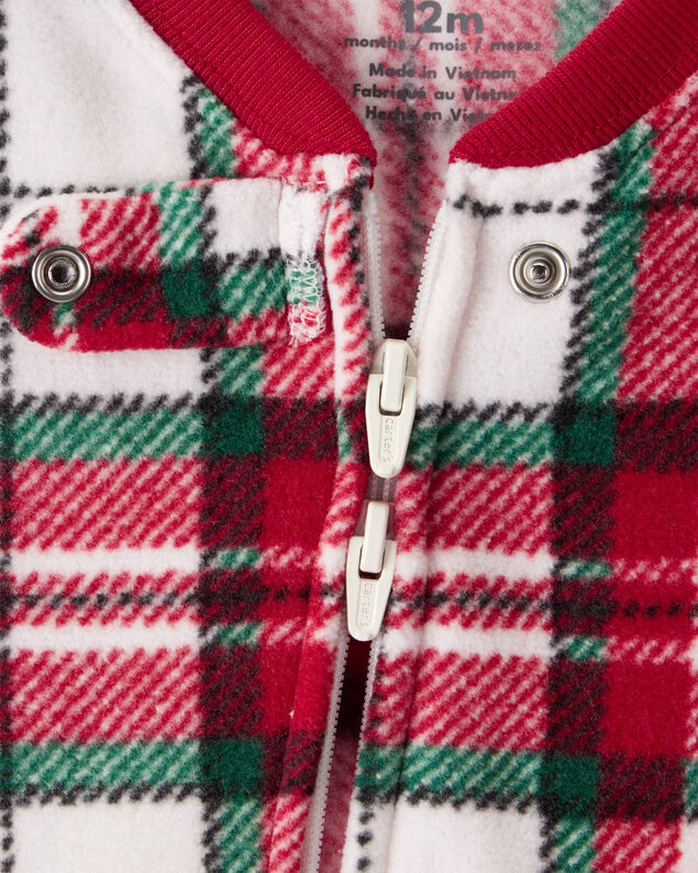 Product image 2 of Toddler Plaid Print Fleece Long-Sleeve Loose Fit 1-Piece Pajamas