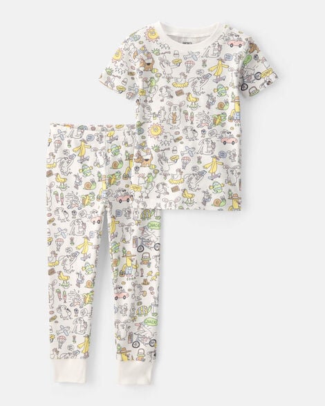 toddler easter scavenger hunt 100% cotton snug fit 2-piece pajama set - ivory