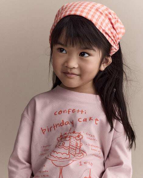 Toddler Girl Gingham Bandana Hair Scarf - Orange