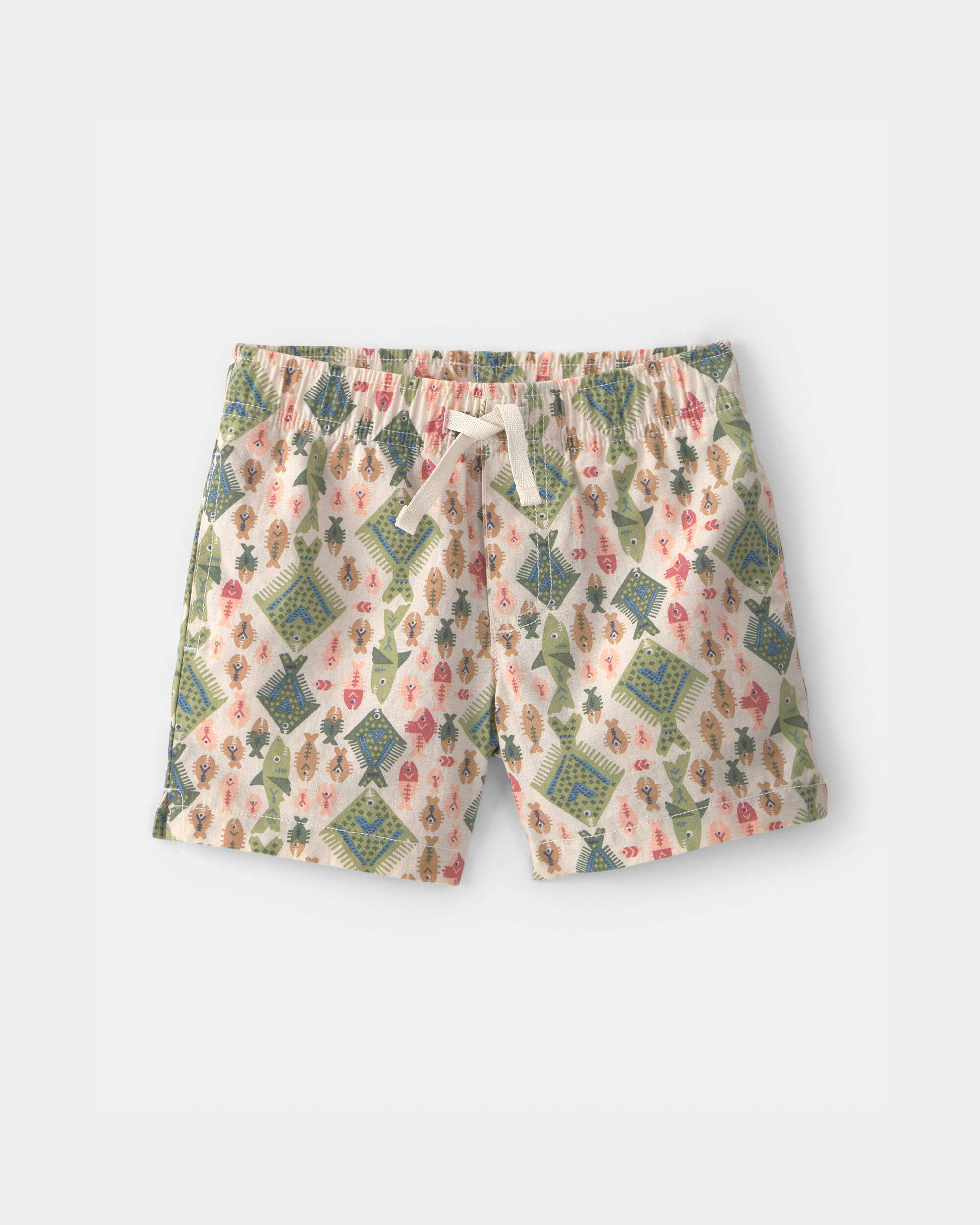 OshKosh Bgosh Toddler Boy Fish Linen Shorts 2T Beige 12$