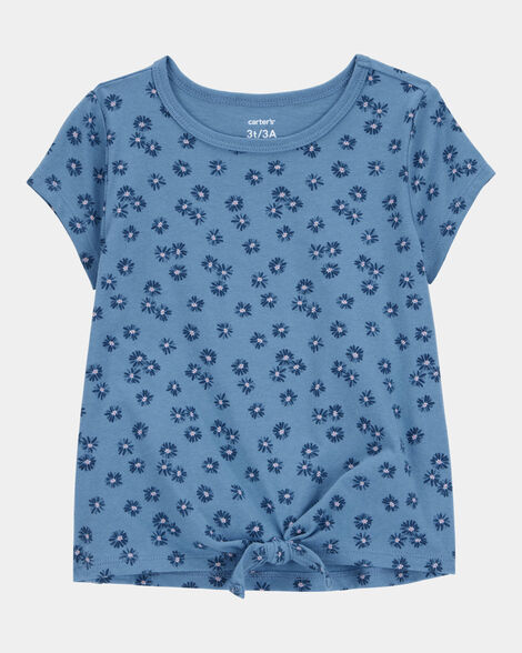 toddler floral tie-front short-sleeve tee - blue