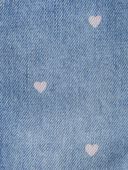 Blue - Baby Heart-Print Knit Denim Overalls - Blue, Selected