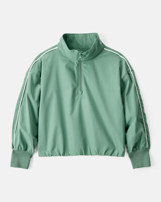 Product image 1 of Girls Long-Sleeve Quarter-Zip Windbreaker - Green