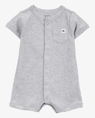 Product image 1 of Baby Waffle Knit Short-Sleeve Romper - Grey
