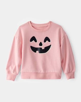 Product image 1 of Toddler Halloween Pumpkin Crew Neck Sweatshirt - Pink