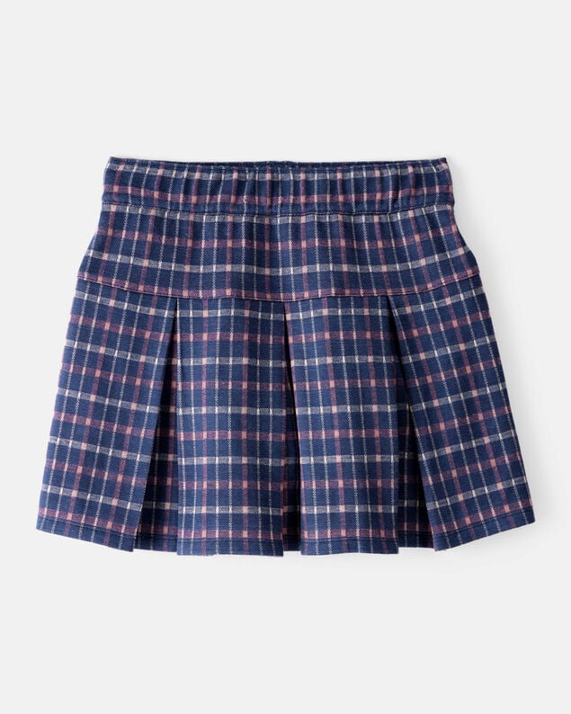 Product image 1 of Girls Plaid Pleated Pull-On Skort - Navy