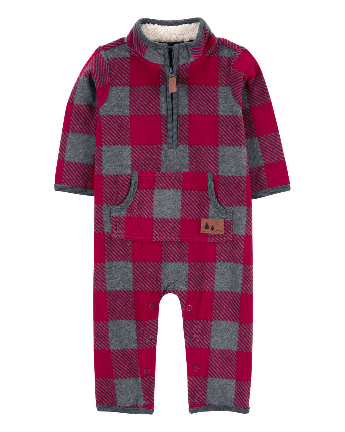 Carter s Baby Boys Plaid Fleece Jumpsuit 3M Red