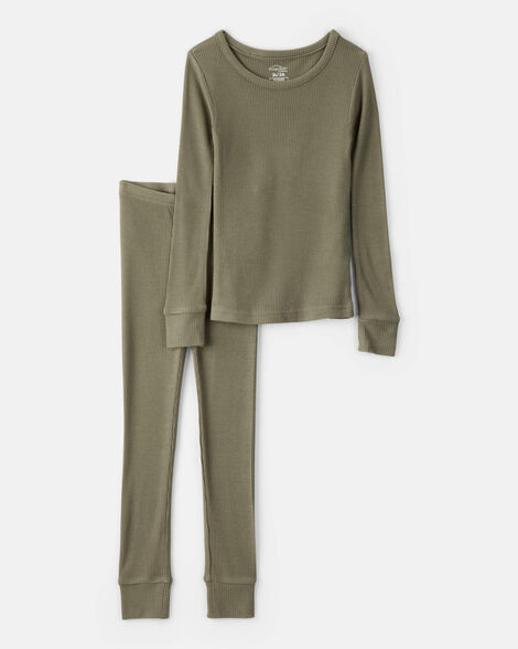 boys purelysoft long-sleeve 2-piece pajamas - green