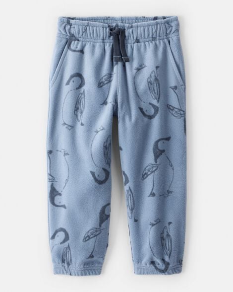 Toddler Boy Penguin Fleece Joggers - Blue