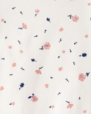 Product image 2 of Kid Floral Mock Neck Ribbed Tee - Ivory