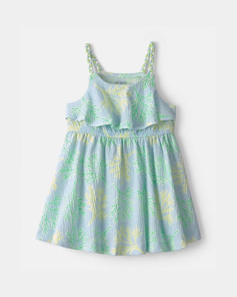 baby girl coral reef ruffle dress - blue/green