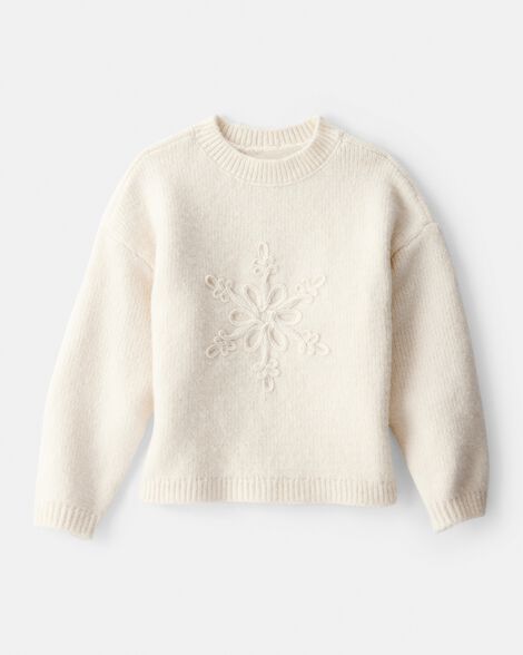Toddler Girl Snowflake Long-Sleeve Sweater - Cream