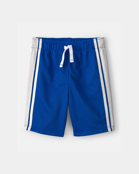 Boys Striped Mesh Active Shorts - Blue