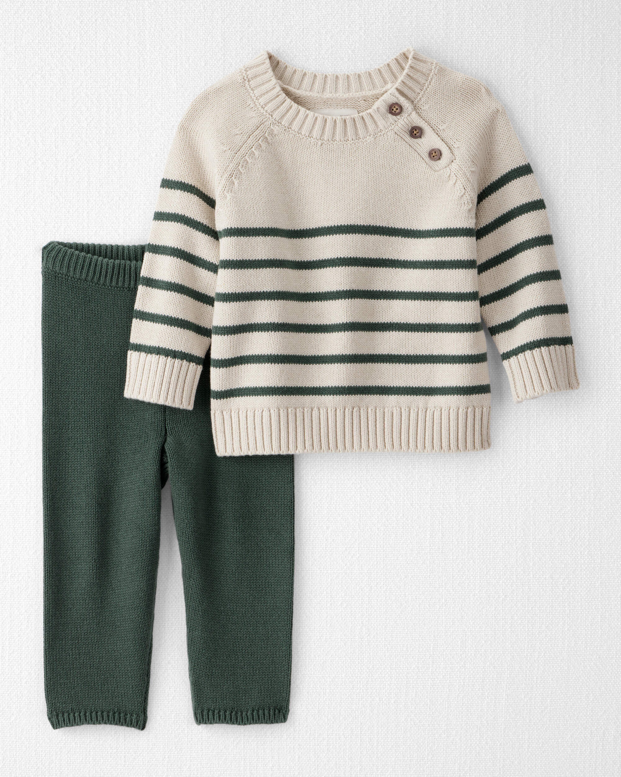トップス andmary Bebe knit tops Baby 2-Piece Organic Cotton Sweater Knit Set in Stripes