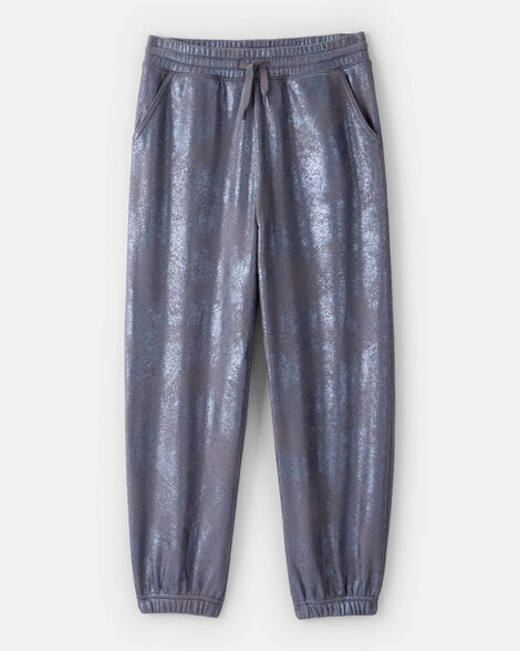 Girls DayDream Fleece Metallic Knit Drawstring Joggers - Grey