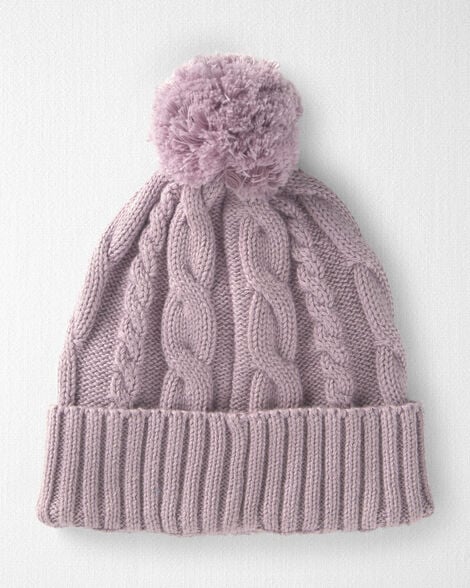 Baby Girl Organic Cotton Cable Knit Winter Hat