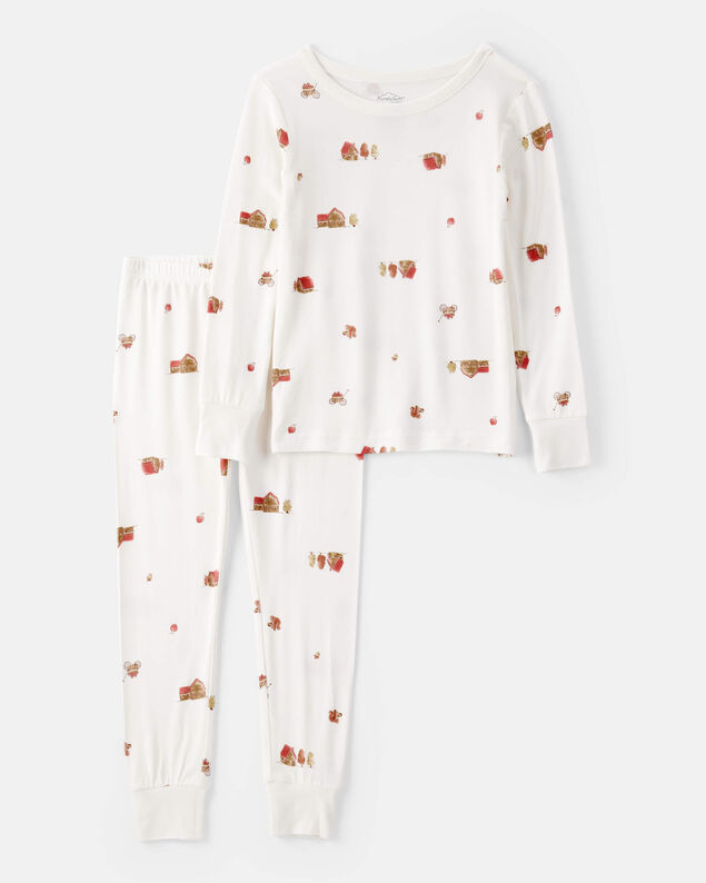 Product image 1 of Toddler Barn Print PurelySoft 2-Piece Pajamas - Ivory