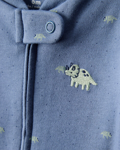 Baby Boy Rhino Print 100% Cotton Long-Sleeve Sleep & Play - Navy Blue