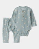 Baby Mini Bird Print 2-Way Zip Cotton Sleep & Play Pajamas