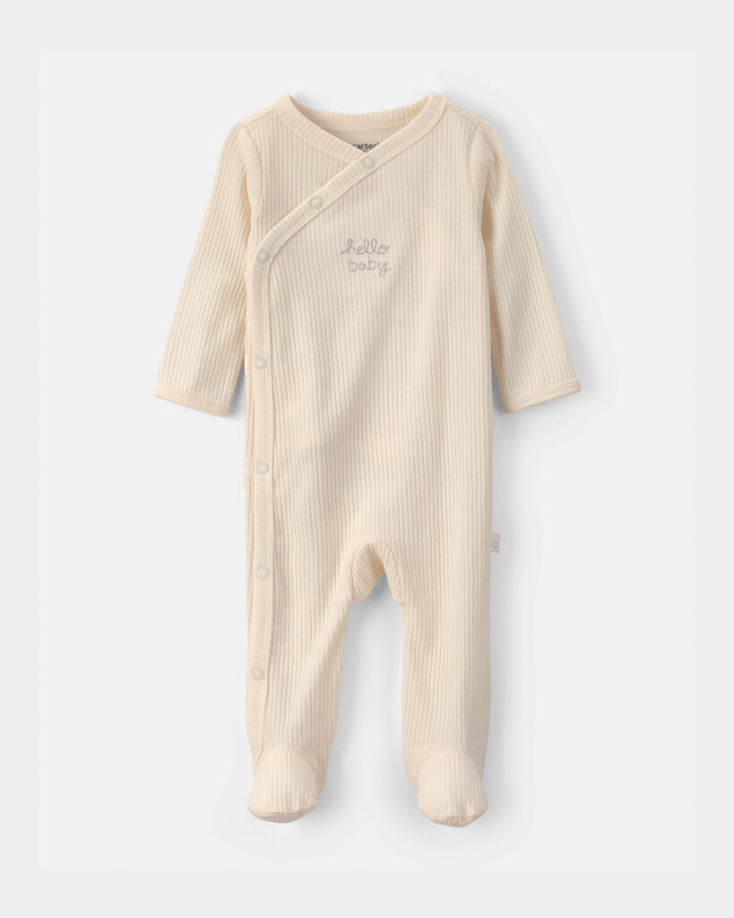 Carter's Baby Girls' or Boys' Hello Baby Snug Fit Sleep & Play - Ivory