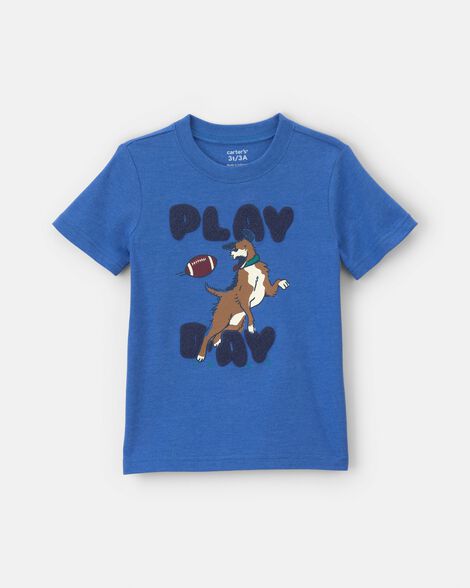 toddler boy 'play day' dog graphic tee - blue