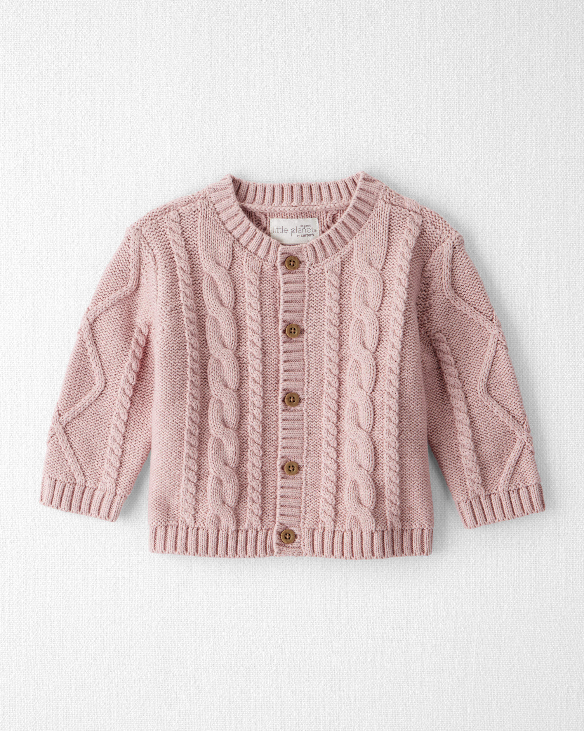 Baby Girl Organic Cotton Cable Knit Cardigan