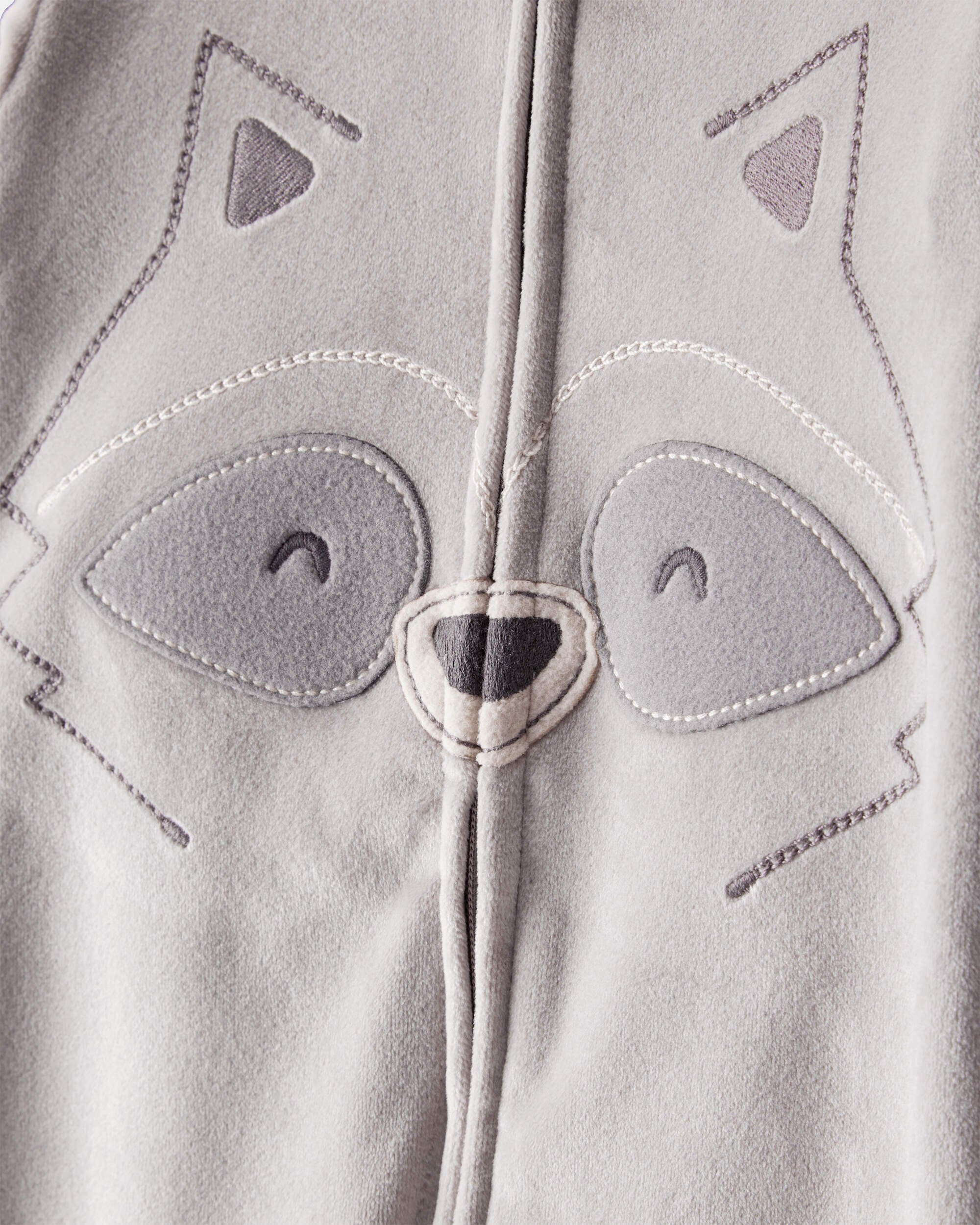Baby Boy Raccoon DreamPlush Long-Sleeve Snug Fit 1-Piece Pajamas - Grey