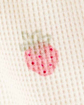 Product image 2 of Toddler Strawberry Print Waffle Knit Shorts - Ivory