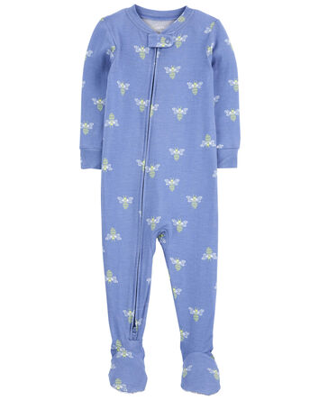 Baby 1-Piece Bee Print PurelySoft Footie Pajamas