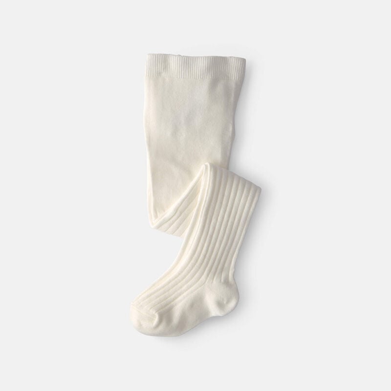 Baby Girl Ribbed Tights - Ivory