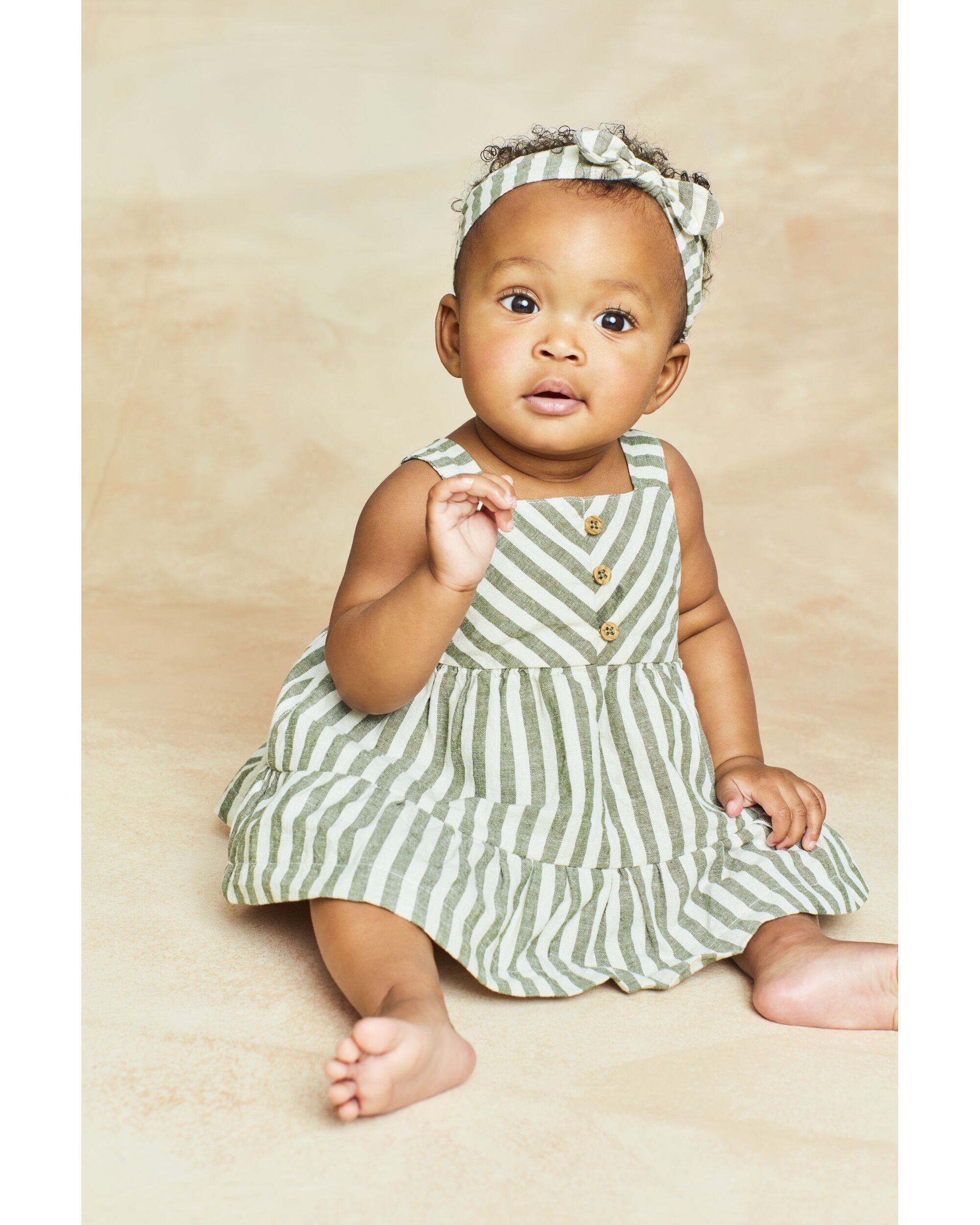 Baby 2 Piece Striped Linen Dress Headwrap Set Carter s Carter s