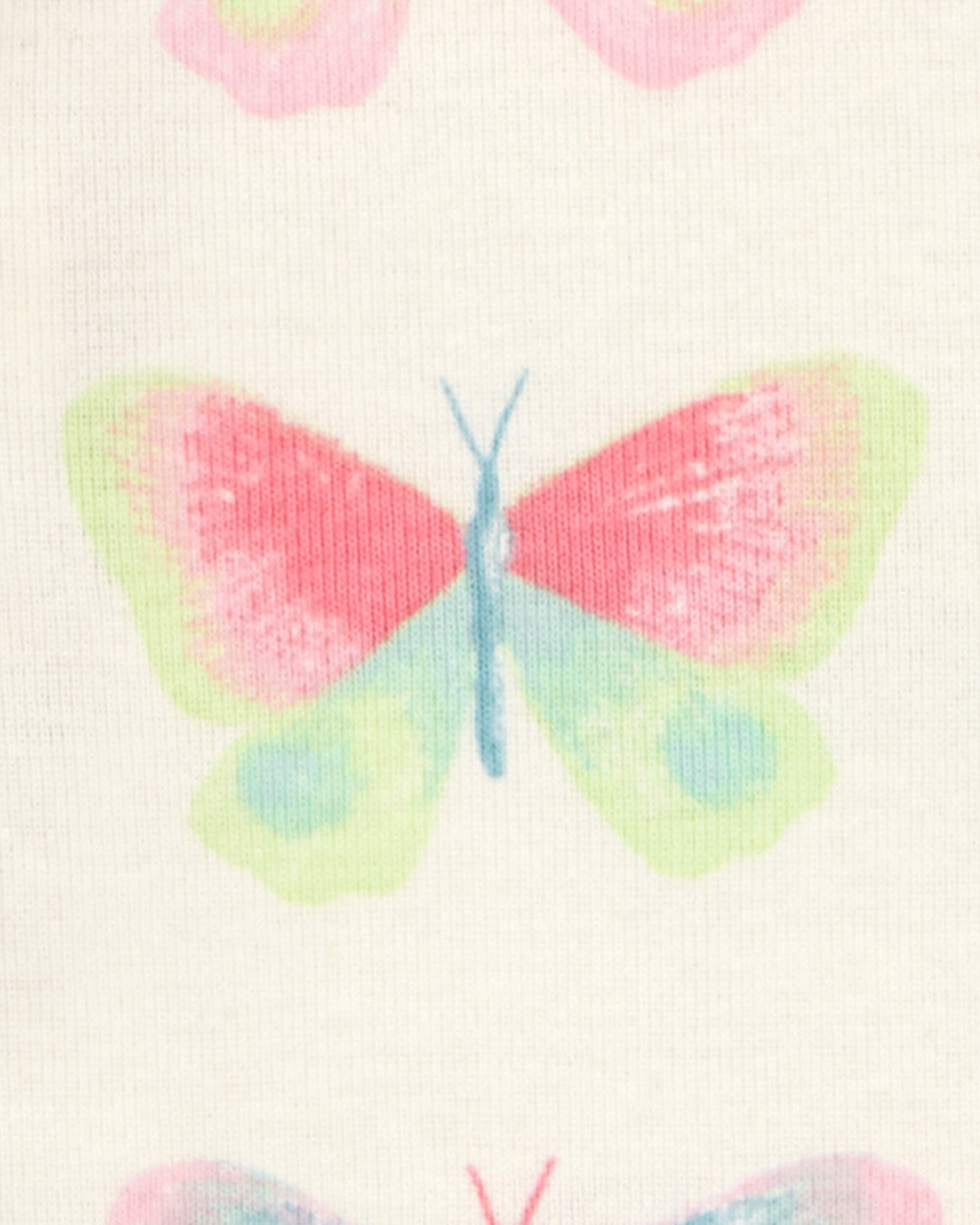 Toddler Butterfly Print Snug Fit Cotton 4-Piece Pajamas