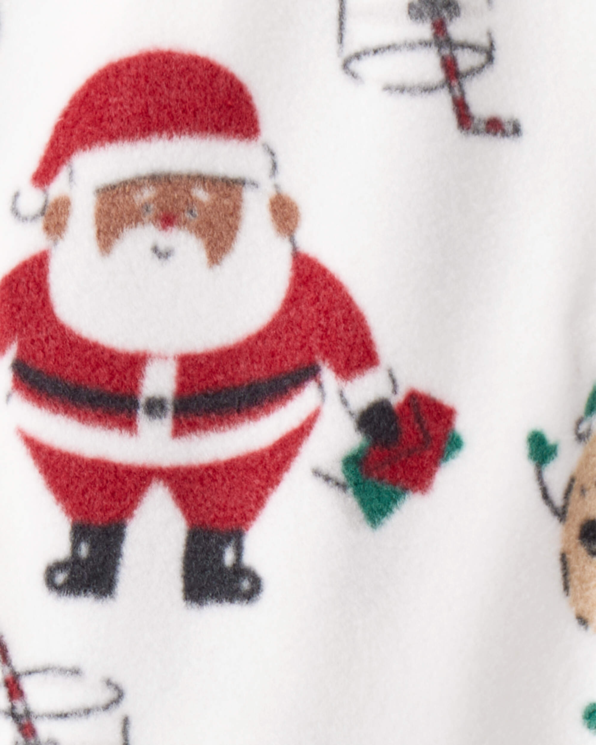 Baby Brown Santa Milk & Cookies Loose Fit Fleece Long-Sleeve Sleep Play Pajamas - White