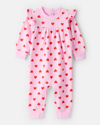 Baby Girl Embroidered Sherpa Long-Sleeve Jumpsuit - Brown