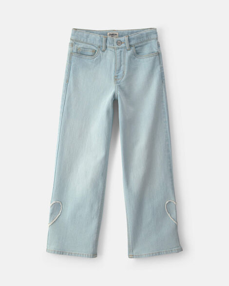 Girls Heart Denim Wide-Leg Jeans - Light Wash